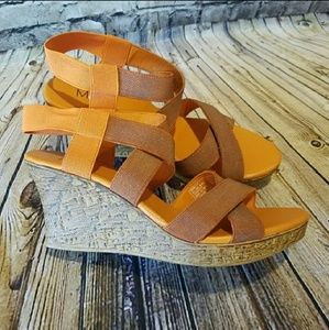 Max Rave Orange Elastic Wedge Sandals